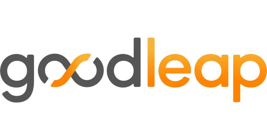 The GoodLeap logo features the word “goodleap” in a rounded sans-serif font, with “good” in gray and “leap” in orange, reflecting the brand’s commitment to flexible financing options. The “oo” in “good” is stylized with an orange curve, subtly highlighting GoodLeap’s innovative approach to financial solutions.